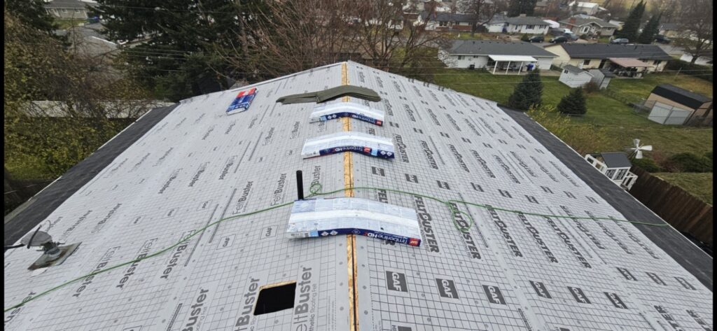 Roof felt and shingle install
